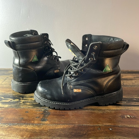 Work Centre steel toe work boots men size 8 black leather - Picture 3 of 17